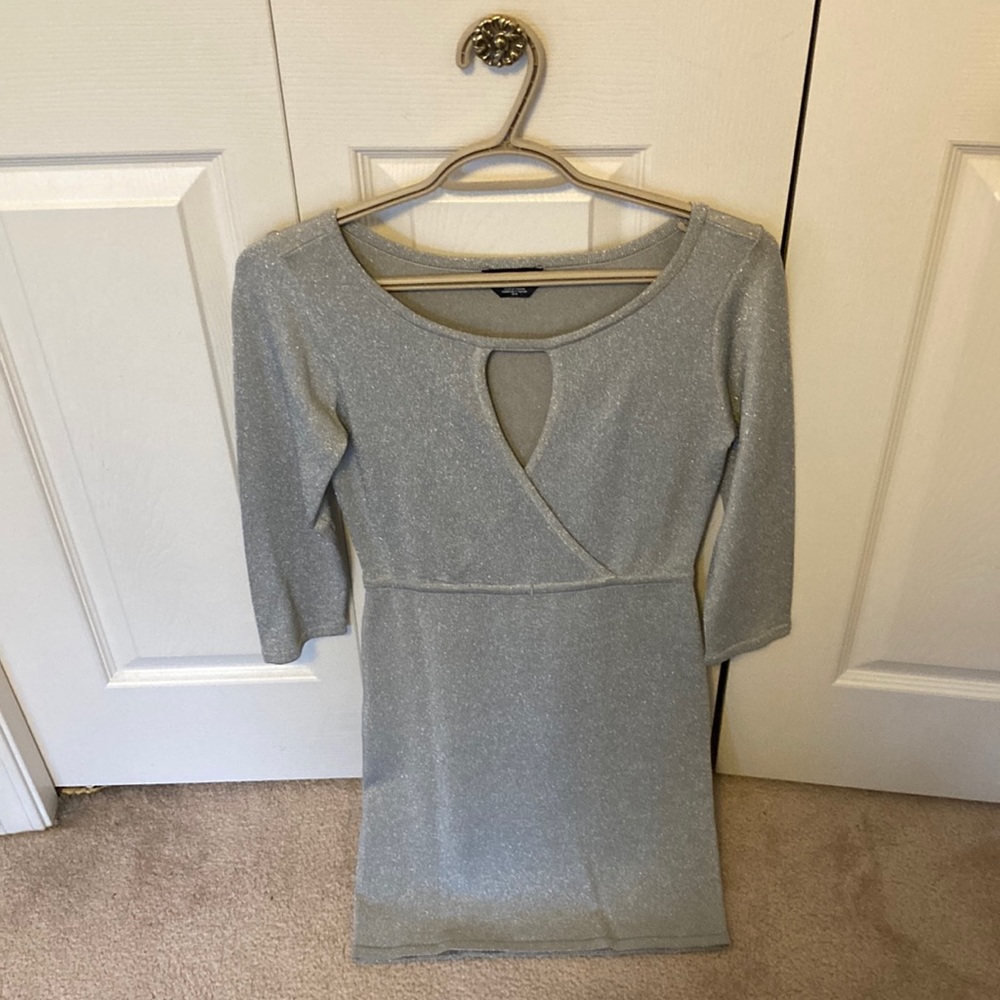 Women’s Bebe tight silver sparkly dress